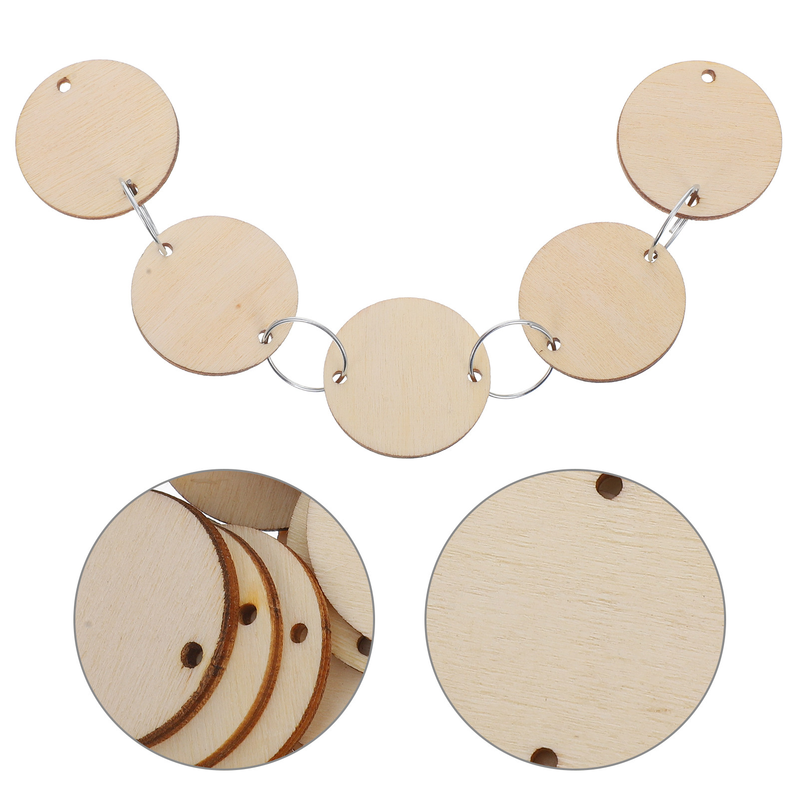 Wood Ring Blank - 100 Etiquetas Redondas de Madera para