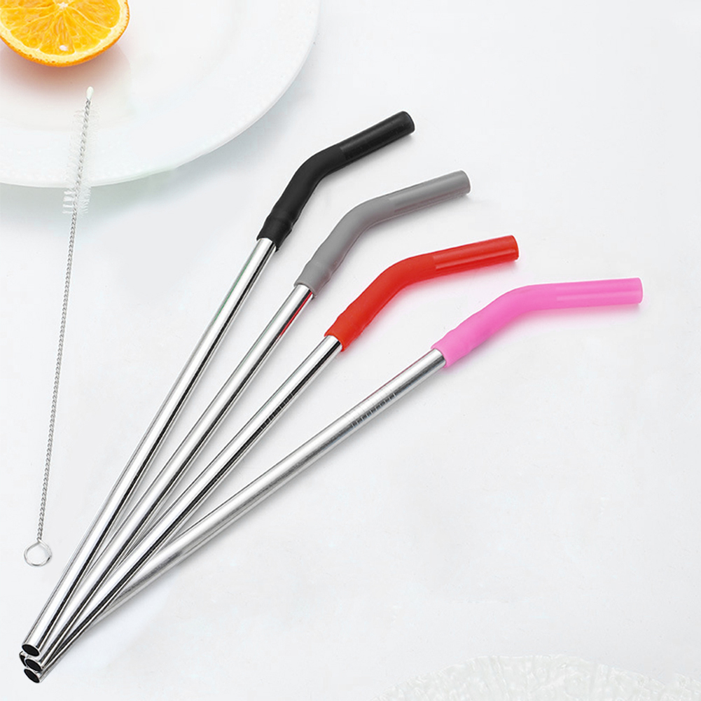 4 Pajitas Largas de Metal con  - Mixing Cup Silicone reseña y precio